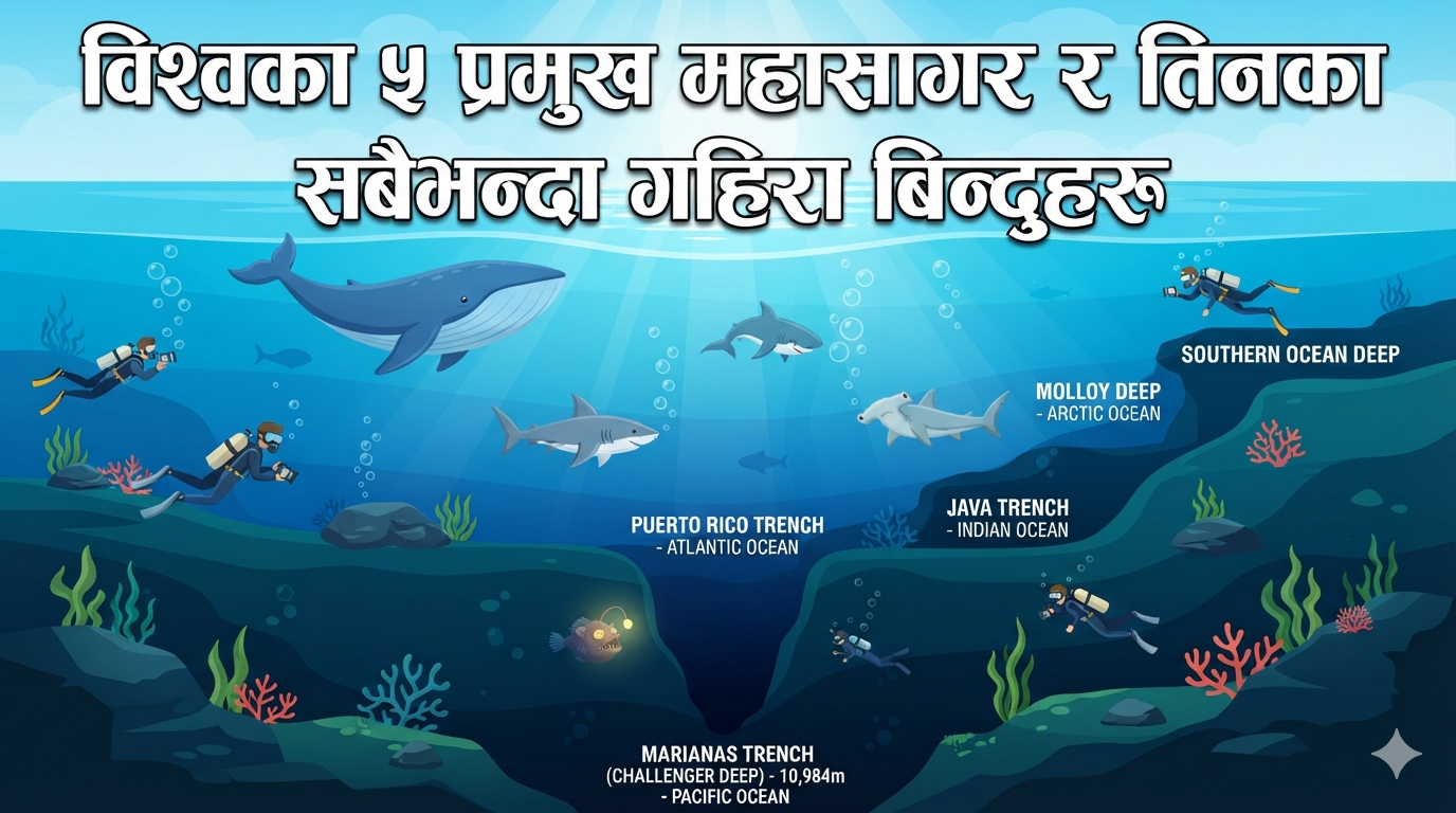 The world's 5 major oceans and their deepest points